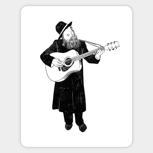 Orthodox jew playing guitar Sticker by argiropulo